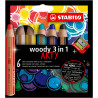STABILO Woody 3 en 1-Etui 6 crayons assortis+ taille-crayon ARTY
