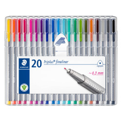 Triplus Fineliner - 20 feutres pointe superfine 0,3 mm - Couleurs asso