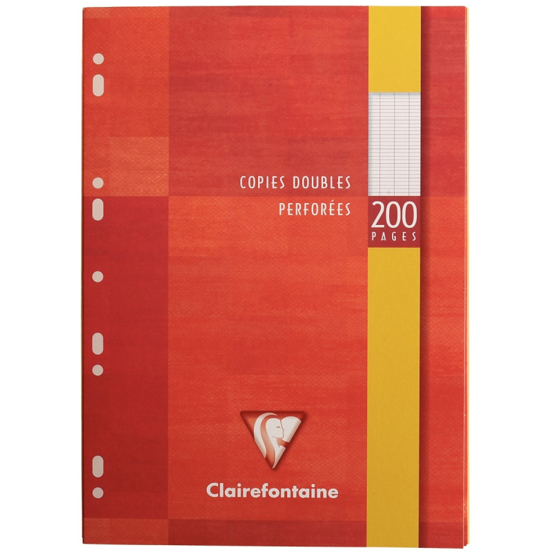 Copies doubles perforées 200 pages 90g, format A4, seyès blanc