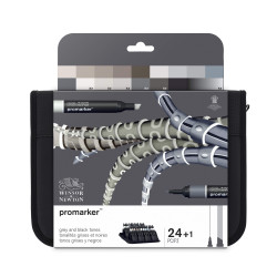 Marqueur Promarker assortiment de 24 tons gris et noirs