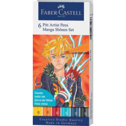 Pochette de 6 Feutres Pitt Artist Pen MANGA SHÔNEN