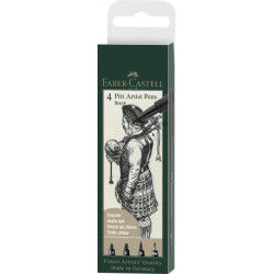 Boîte de 4 Feutres Pitt Artist Pen noir, 1.5/C/B/FM