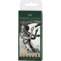 Boîte de 6 Feutres Pitt Artist Pen noir, XXS/XS/S/F/M/1.5