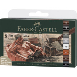 Boîte de 8 Feutres Pitt Artist Pen Couleurs classiques (6 pointes pinc
