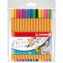 Pochette de 15 stylos-feutres pointe fine STABILO Point 88