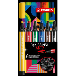 Pochette de 6 feutres pointe biseautée Pen 68 MAX ARTY