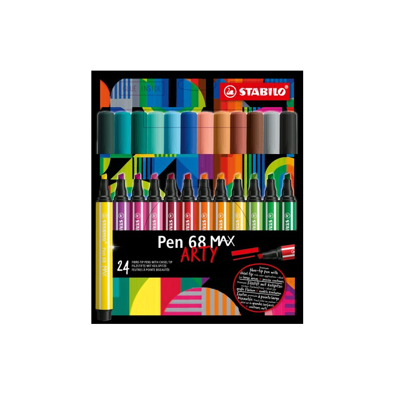 Pochette de 24 feutres pointe biseautée Pen 68 MAX ARTY