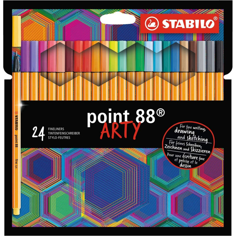 Pochette de 24 stylos-feutres pointe fine STABILO point 88 ARTY