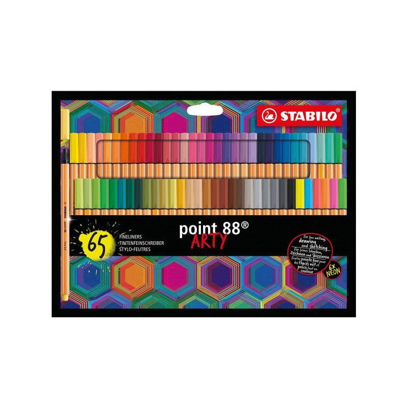 Pochette de 65 stylos-feutres pointe fine STABILO point 88 ARTY