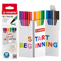 Etui de 18 stylos-feutres pointe ogive STABILO Pen 68 Zig-Zag