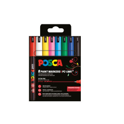 Etui de 8 marqueurs Posca PC1MR assortis - Couleurs classiques
