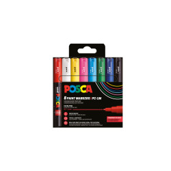 Etui de 8 marqueurs Posca PC1MC assortis - Couleurs classiques
