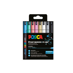 Etui de 8 marqueurs Posca PC1MR assortis - Couleurs métalliques