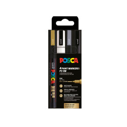 Set de 4 marqueurs Posca PC3M assortis - Couleurs festives