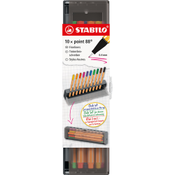 Stylo-feutre pointe fine Stabilo Point 88 - Click box de 10 stylos-feu