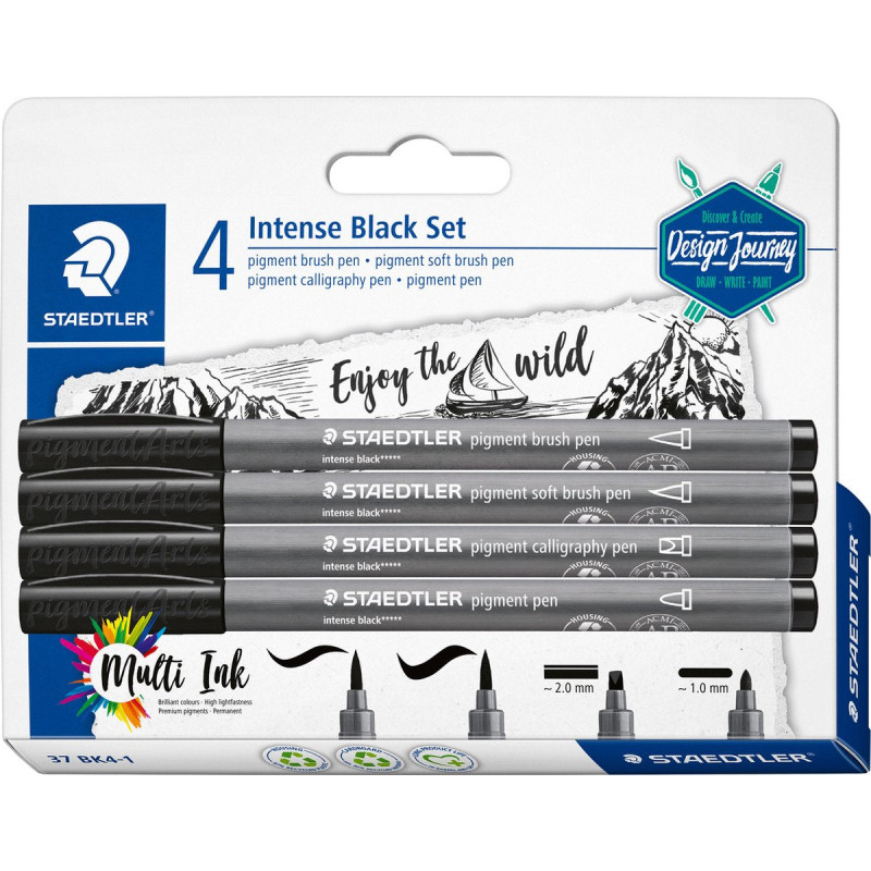 Set de 4 feutres Pigment Brush 371 noir intense