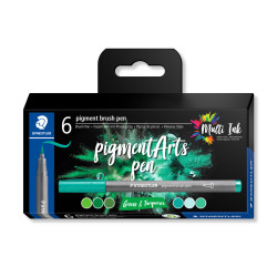 Set de 6 feutres Pigment Brush 371 Verts et Turquoises