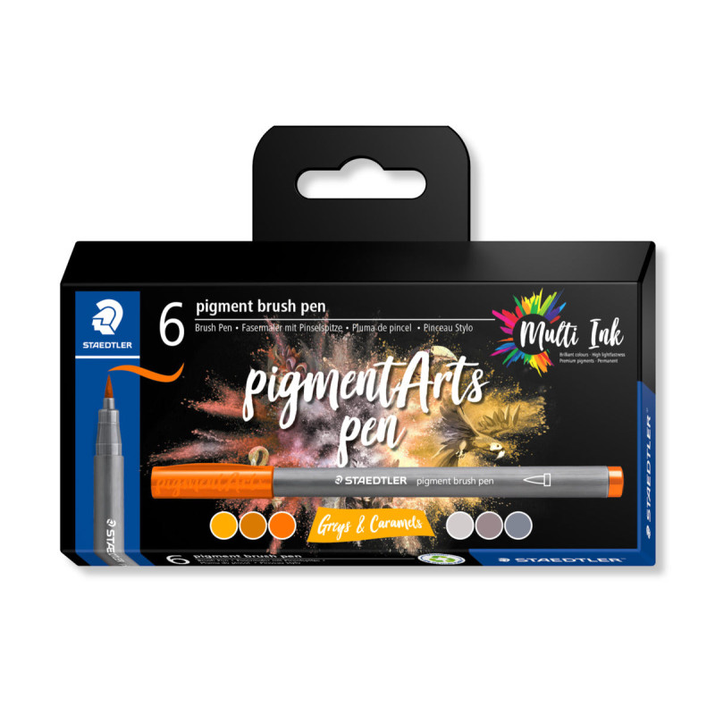 Set de 6 feutres Pigment Brush 371 Gris et Caramels