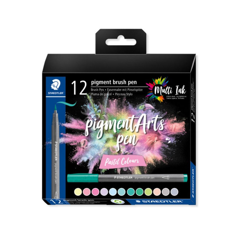 Set de 12 feutres Pigment Brush couleurs pastels