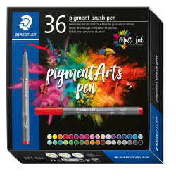Pigment brush 371 - Etui carton 36 feutres pointe pinceau couleurs ass