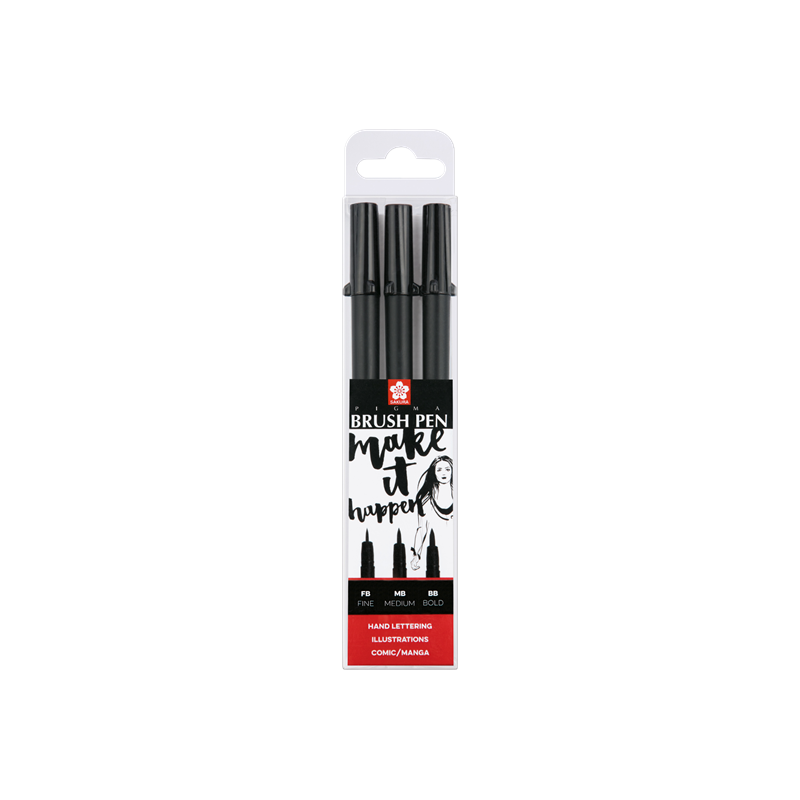 Feutre pinceau Pigma Brush noir Set de 3 Spécial Lettering