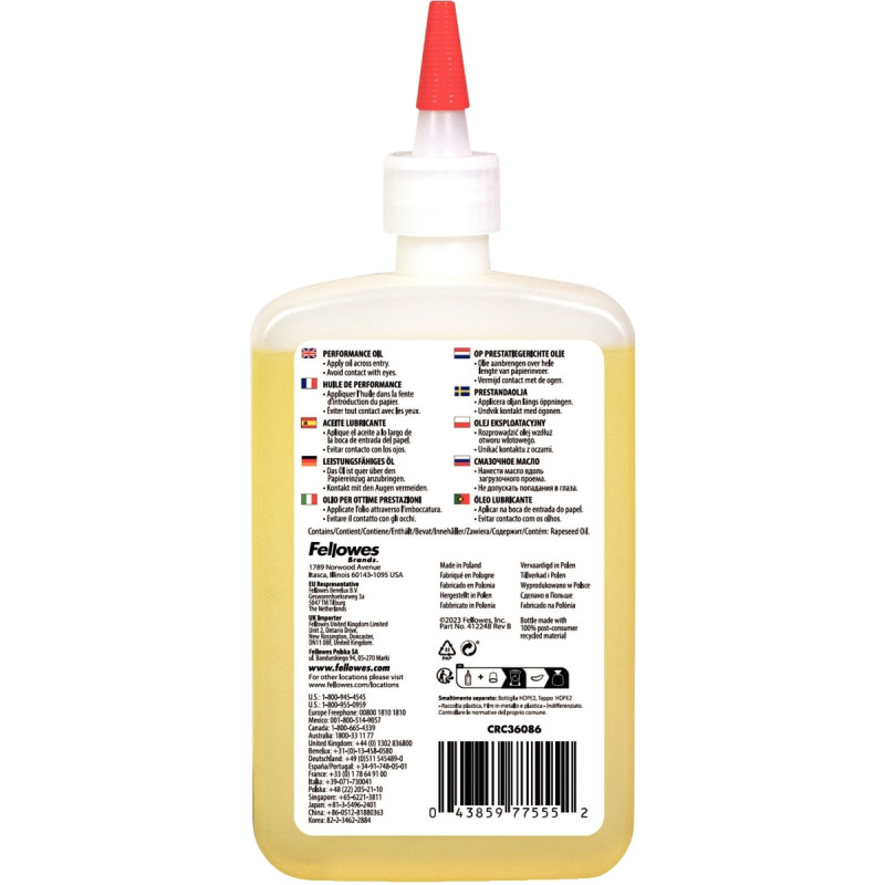Flacon huile lubrifiante pour destructeur 355ml