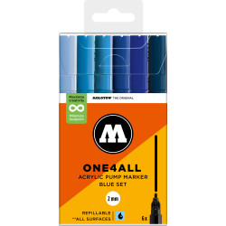 Set de 6 marqueurs Molotow 127HS assortiment bleu