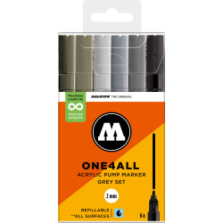Set de 6 marqueurs Molotow 127HS assortiment gris