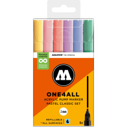 Set de 6 marqueurs Molotow 127HS assortiment pastel classique