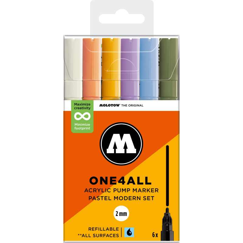 Set de 6 marqueurs Molotow 127HS assortiment pastel moderne