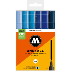 Set de 6 marqueurs Molotow 227HS assortiment bleu