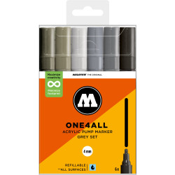 Set de 6 marqueurs Molotow 227HS assortiment gris