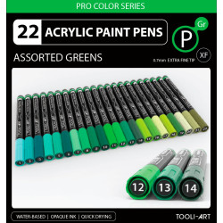 Set de 22 marqueurs acrylique Tooli-Art 0,7 mm - Vert