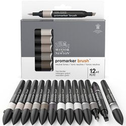 Marqueur Promarker Brush assortiment 12 tons gris