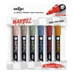 Set de 6 marqueurs Marbel pointe médium 4 mm - assortiment nature