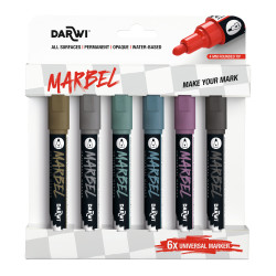 Set de 6 marqueurs Marbel pointe médium 4 mm - assortiment métallique