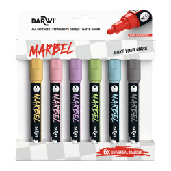 Set de 6 marqueurs Marbel pointe médium 4 mm - assortiment pastel