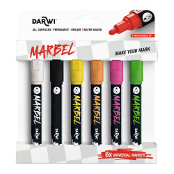 Set de 6 marqueurs Marbel pointe médium 4 mm - assortiment fluo