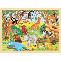 Lot de 4 puzzles à cadre en bois 48 pièces, thèmes divers