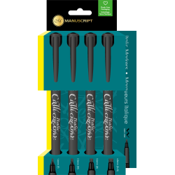 Blister 4 Feutres noirs calligraphie 4,8-3,6-2,5 et 1,5 mm