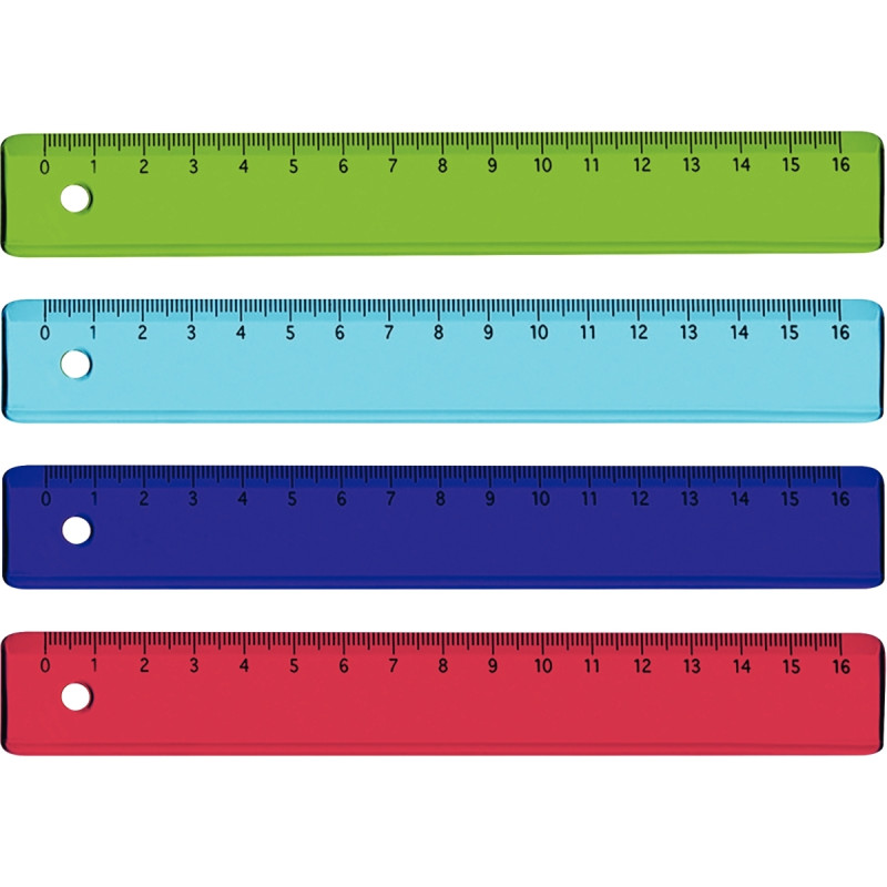 Lot de 36 règles en plastique 16cm coloris assortis