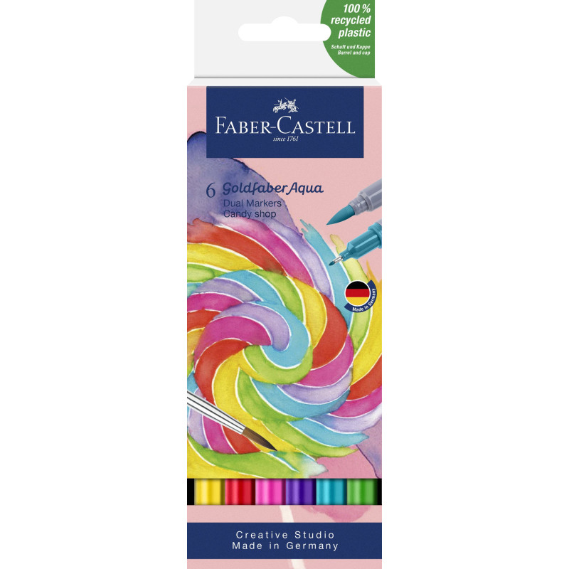 Pochette de 6 marqueurs Goldfaber Aqua Double Pointe Marqueurs Candy