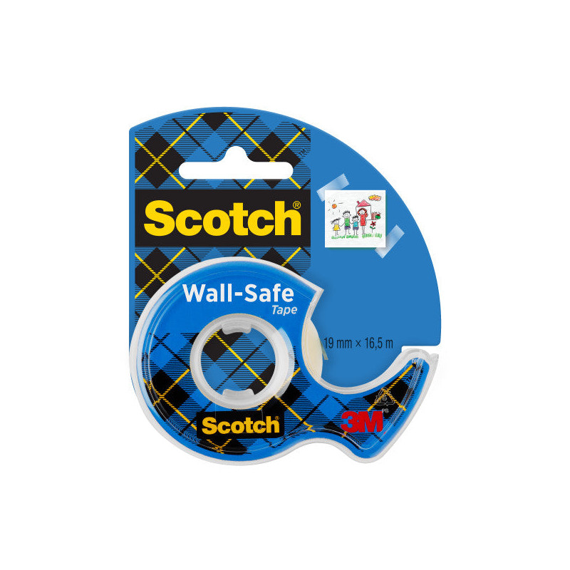 Ruban adhésif Scotch® Wall Safe, 19 mm x 16,5 m, 1 rouleau sur dévidoi