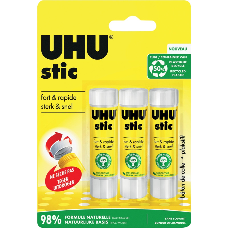 Blister de 3 bâtons de colles 8,2g Uhu stick