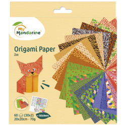 Papier origami 20x20cm Thème zoo