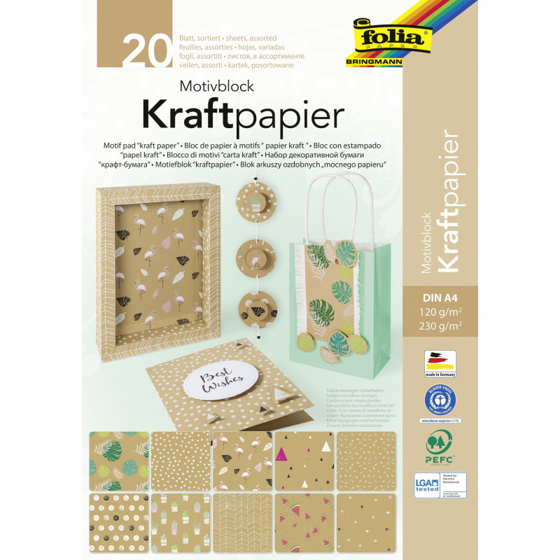 Pochette papier kraft à motifs A4 120g & 230g/m²