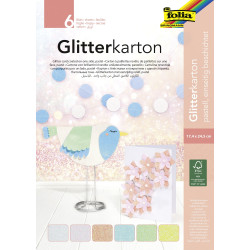 Bloc papier pastel pailleté 17x24,5 cm - 6 feuilles assorties