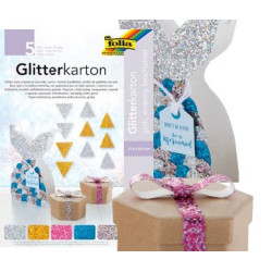 Bloc papier pailleté 17 x24,5 cm - 5 feuilles assorties