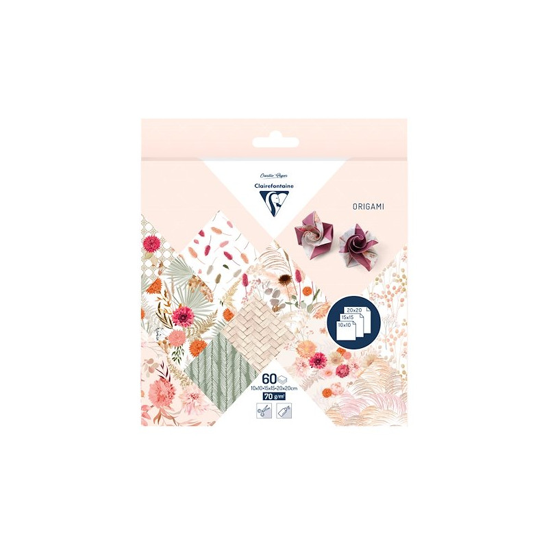 Papiers origami Fleurs Séchées 60f 70g