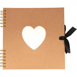 Album Kraft spiralé recyclé "Coeur" 25x25 cm-40 feuilles-140gr